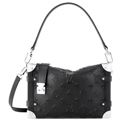 LOUIS VUITTON Monogram Debossed Calfskin Side Trunk Black