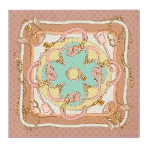 LOUIS VUITTON Mulberry Silk Scarves Women's Pink