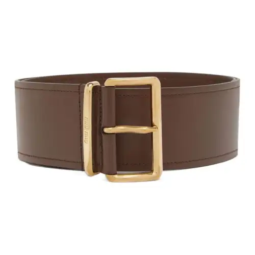 MIU MIU Adorned With Logo Leather Belts Women's Brown