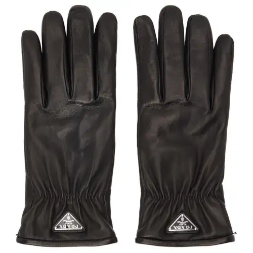 PRADA Leather Gloves Men's Black