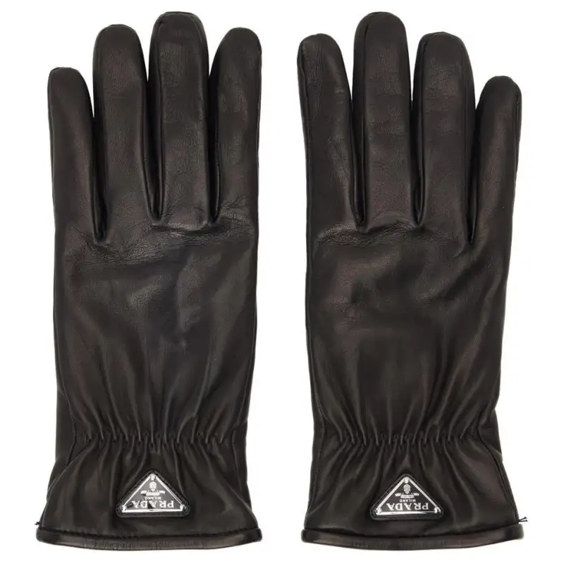 PRADA Leather Gloves Men's Black