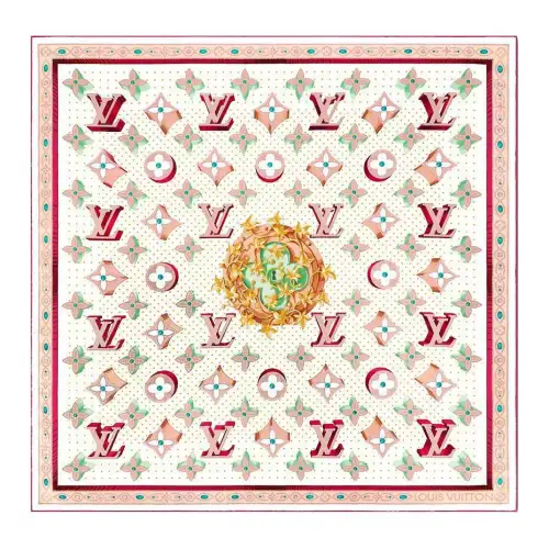 LOUIS VUITTON Mulberry Silk Scarves Women's White