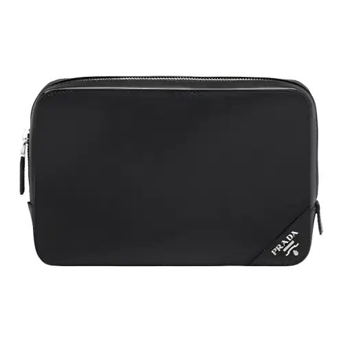 PRADA Cow Leather Clutch Men's Black