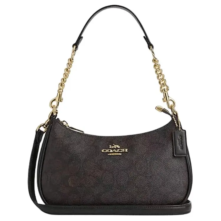 COACH Teri Artificial Leather With Recycled Leather Shoulder Bag Medium Women's Dark Brown