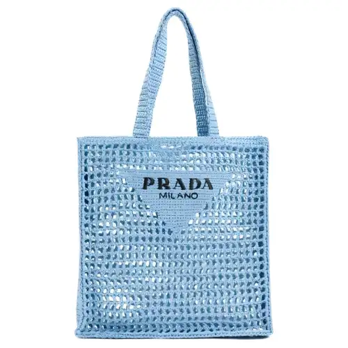 PRADA Raffia One Shoulder Handbag Men's Blue