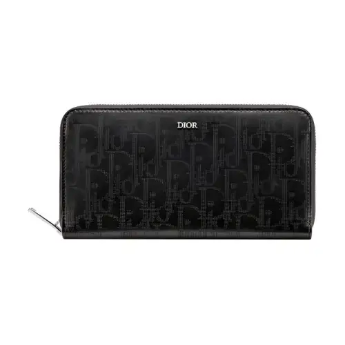 DIOR Cow Leather Wallet Unisex Black