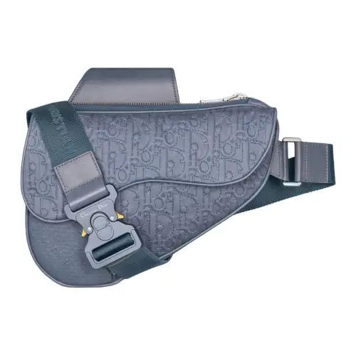 DIOR Technical Fabric With Smooth Cow Leather Saddle Bag, Shoulder Bag, Crossbody Bag Regular Men's Blue