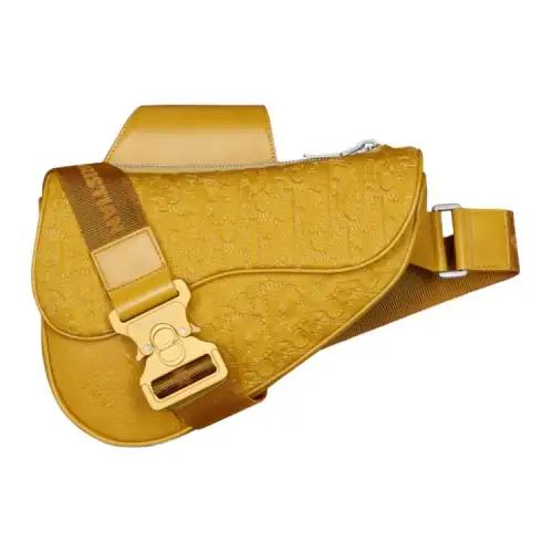 DIOR Technical Fabric Saddle Bag, Shoulder Bag, Crossbody Bag Women's Yellow