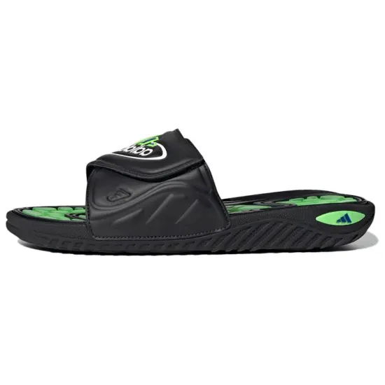 Adidas Reptossage Slides Cozy Wear Resistant Flat Heel Sports Slippers Unisex Black Green