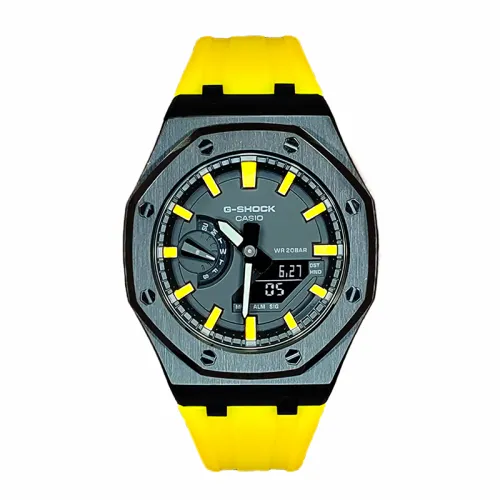 Casio, modified quartz silicone waterproof watch strap stainless steel, men's watch, black dial, custom-made, 200meter, quartz mechanism, Japanese and Korean