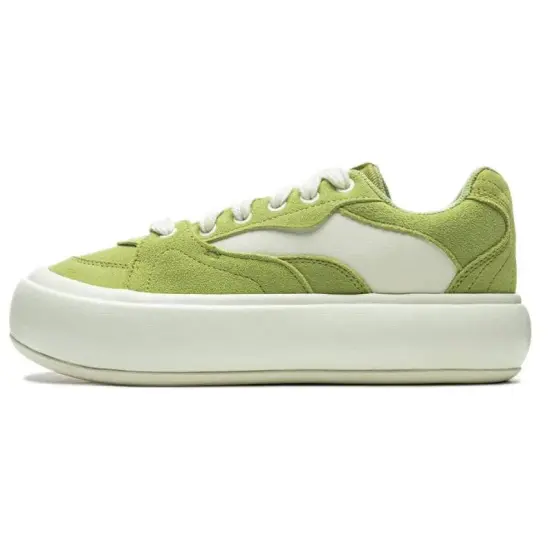 LiNing Skateboard Shoes Women's Low-Top Fresh Moss Green/Cream White