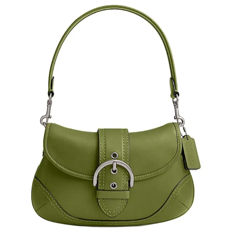 COACH Soho Cow Leather Hobo Bag, One Shoulder Handbag Large Women's Dark Lime