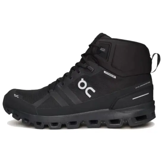 On Cushioned Anti Slip Wear Resistant And Water Resistant High Top Running Shoes Women's Black