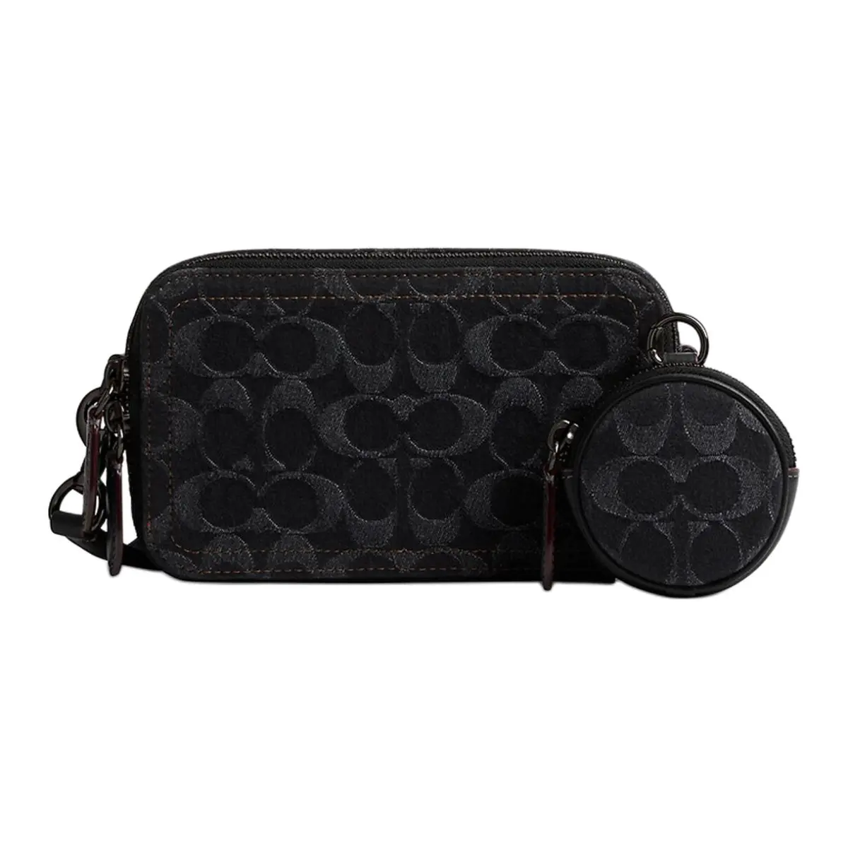 COACH Charter Iconic Denim With Refined Calfskin Shoulder Bag, Crossbody Bag Small Women's Black