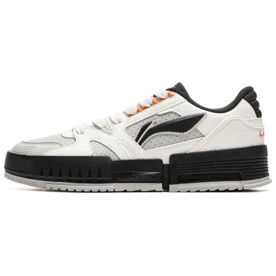 LiNing Li Cheng Slip-Resistant Cushioning Wear-Resistant Low-Top Skateboard Shoes Men's White Black