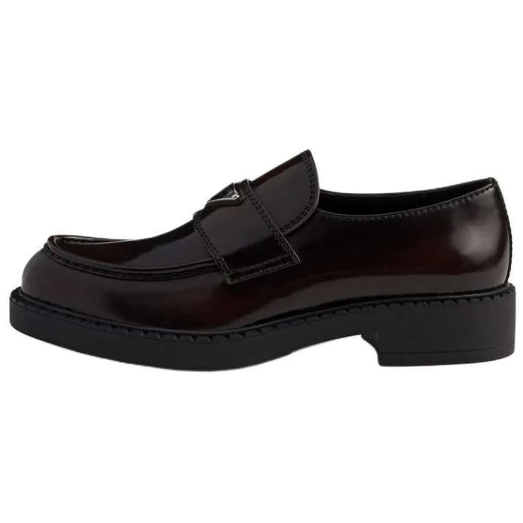 PRADA Chocolate Leather Loafers Men's Black