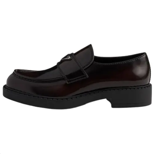 PRADA Chocolate Leather Loafers Men's Black