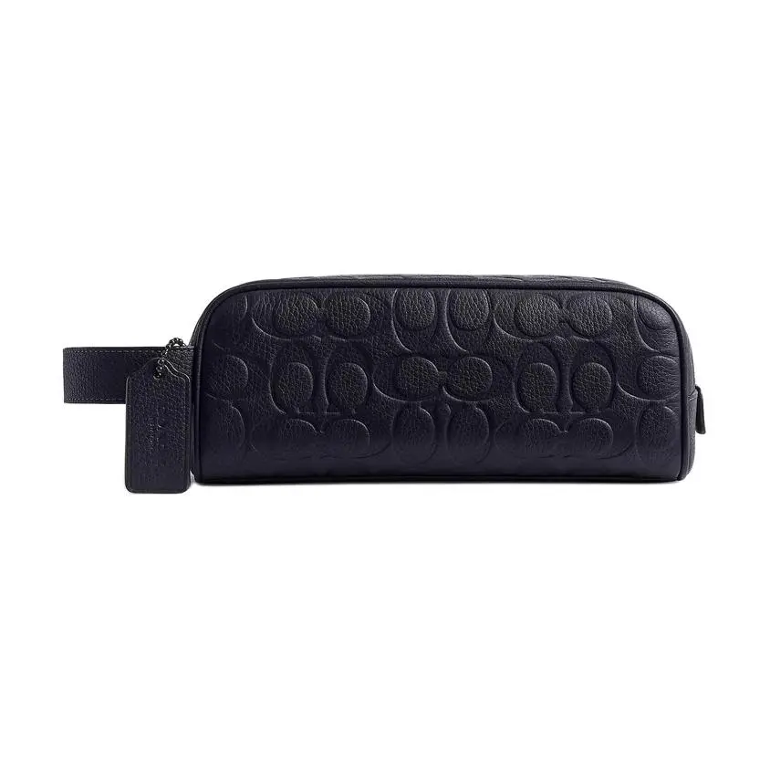COACH Travel Kit Grain Leather Wallet Regular Women's Black