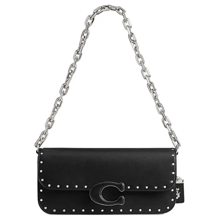 COACH IDOL Cow Leather Shoulder Bag, Crossbody Bag Medium Women's Black