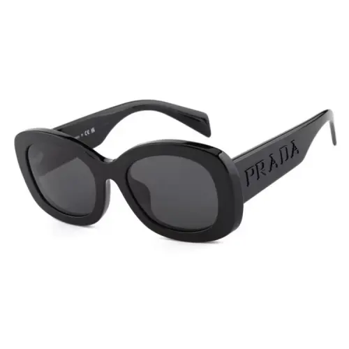 PRADA Plate Frame Rectangular Sunglasses Unisex Black