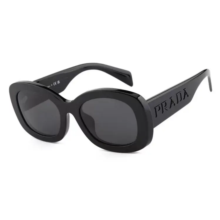 PRADA Plate Frame Rectangular Sunglasses Unisex Black