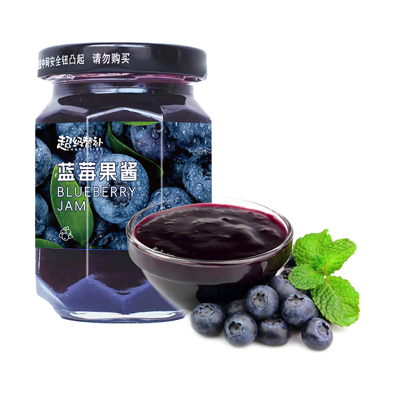 Super Substitute Blueberry Jam 150g*1/2/3/4 Bottle Bread Toast Sauce 0 Fat Real Fruit Pulp