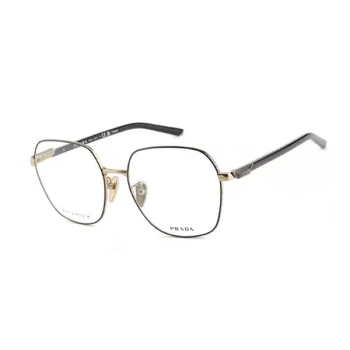 PRADA Plate And Metal Irregular Shape Eyeglass Frames Unisex Black