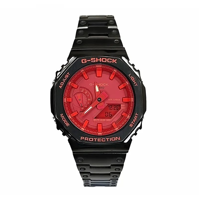 CASIO Men Liquid Crystal/Analog Dual Display Series 44mm Red Watch