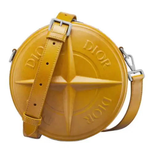 DIOR Smooth Cow Leather Shoulder Bag, Crossbody Bag Men's Yellow