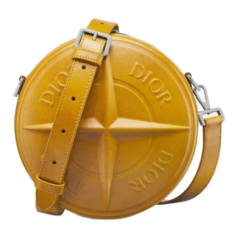 DIOR Smooth Cow Leather Shoulder Bag, Crossbody Bag Men's Yellow