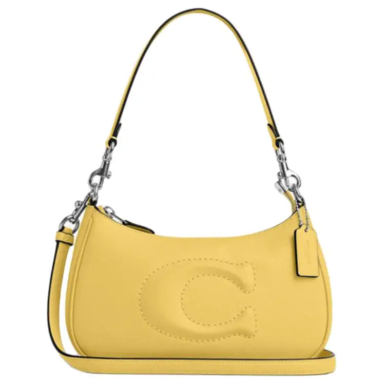 COACH Teri Cow Leather Handbag, Shoulder Bag Medium Women's Silver & White