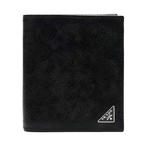 PRADA Saffiano Short Leather Wallet Men's Black
