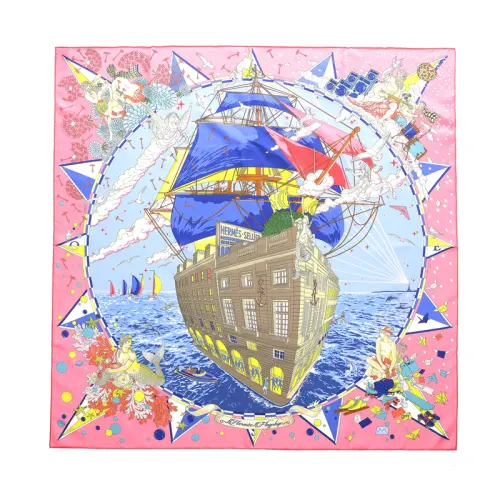 HERMES Silk Scarves Women's Pink