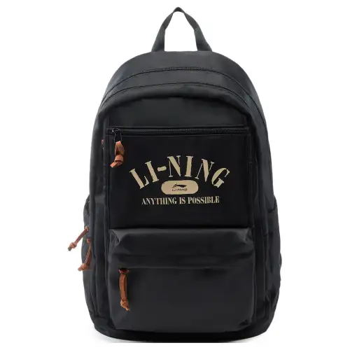 Li Ning Polyester Students Backpack Unisex Black