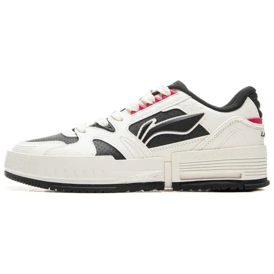 LiNing Slip-Resistant Cushioning Wear-Resistant Low-Top Skateboard Shoes Women's White Black