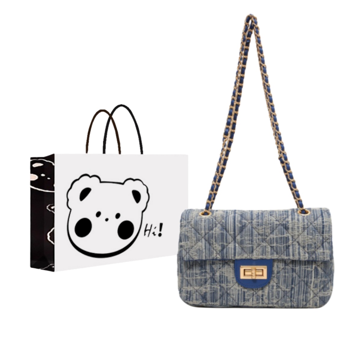 NX DOUGHNUT Denim Crossbody Bag Regular Women's Dark Blue/Light Blue