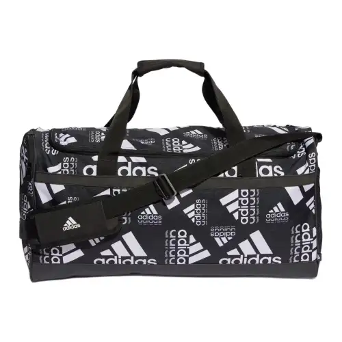 Adidas Recycled Polyester Plain Weave Fabric Gym Bag Medium Unisex Black & White