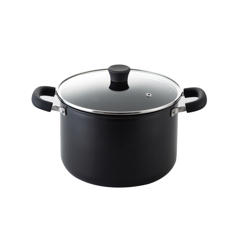 NITORI Japanese original design IH double handle deep pot large multi-functional soup pot large capacity single bottom black home essential