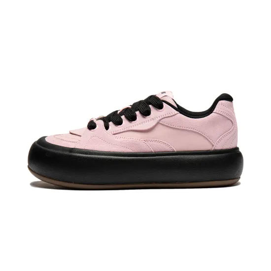 LiNing Puff Platform Skateboard Shoes Women's Low-Top Black Pink