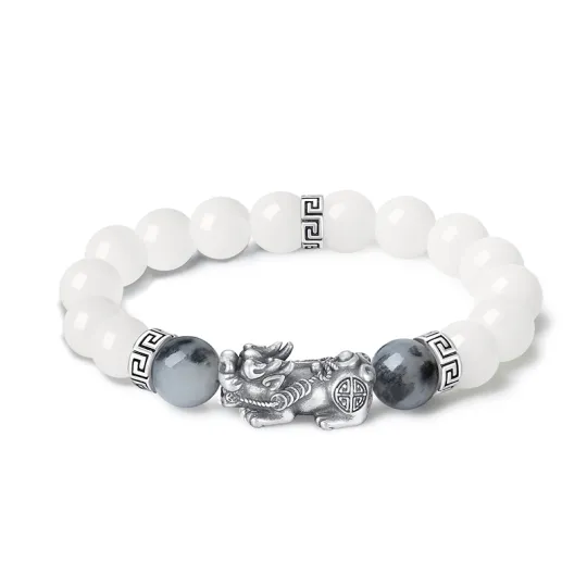 ZOKS White Jade Bodhi Beaded Bracelets Men's