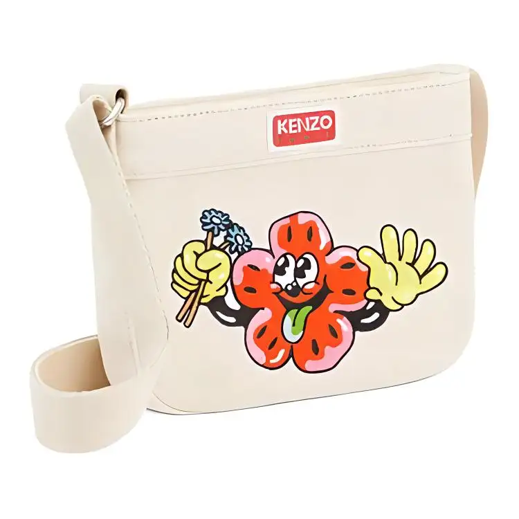 KENZO Canvas Shoulder Bag, Crossbody Bag Small Women's White
