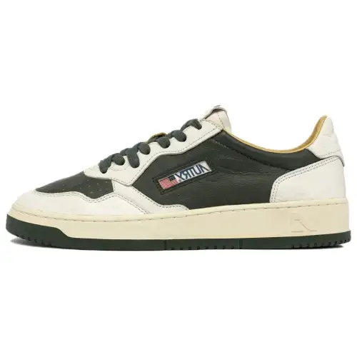 AUTRY Medalist Leather Slip Resistant Abrasion Resistant Low top Skateboard Shoes Men's Beige Green