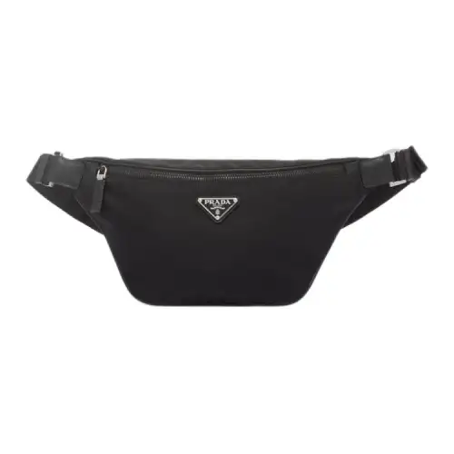 PRADA Re NylonSaffiano Recycled Nylon With Saffiano Leather Crossbody Fanny Pack Men's Black