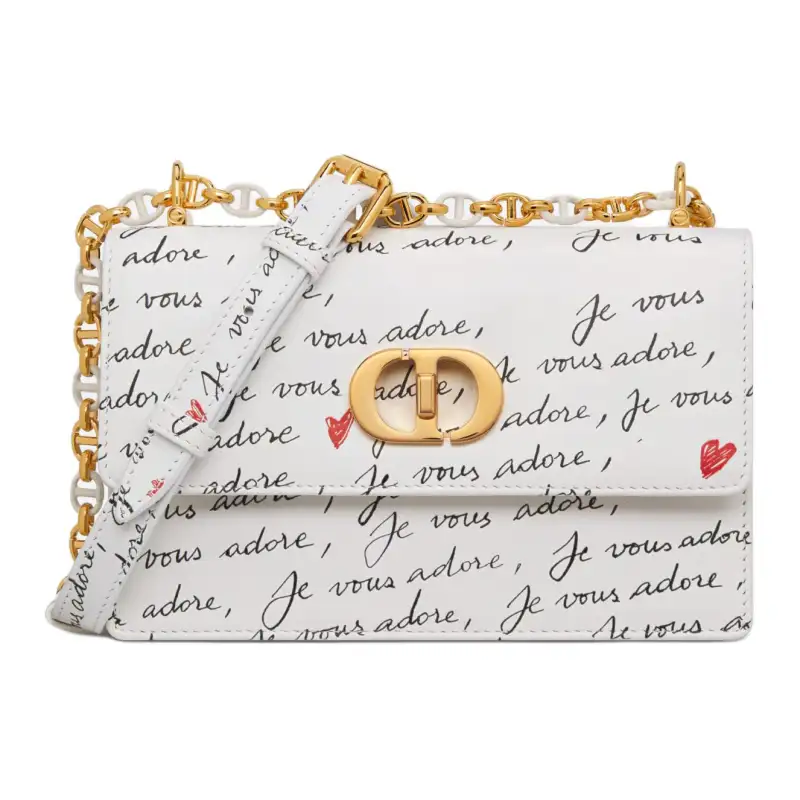 DIOR Miss Caro Cow Leather Crossbody Bag, Shoulder Bag Women's White & Black & Red