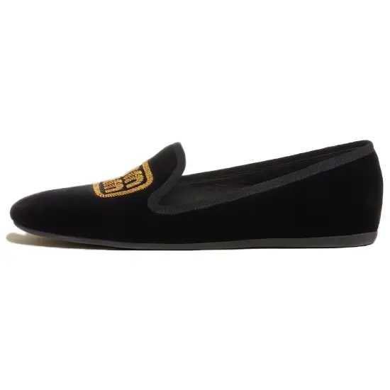 MIU MIU Logo-embroidered Velvet Slipper