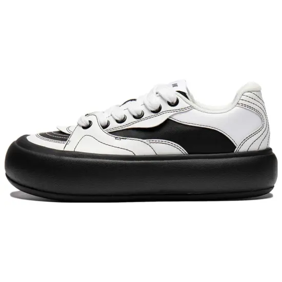 LiNing Puff Platform Cushioning Low Top Skateboard Shoes Women's White Black