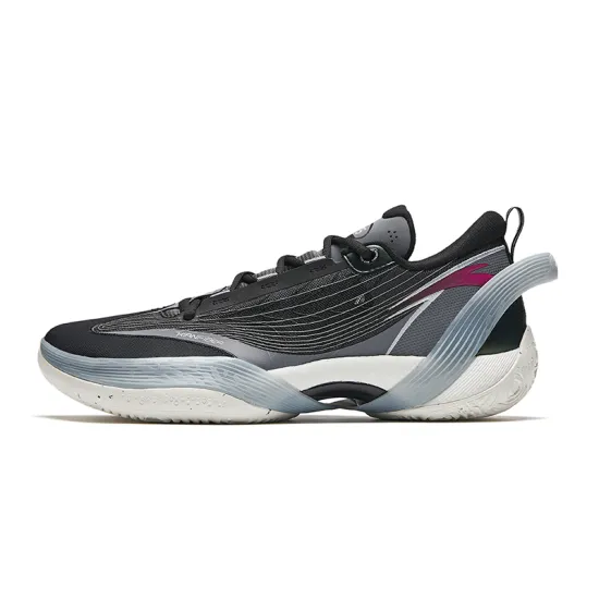 ANTA Three-point Rain1.0 Basketball Shoes Men Low-Top Black/Cool Gray/Romantic Red