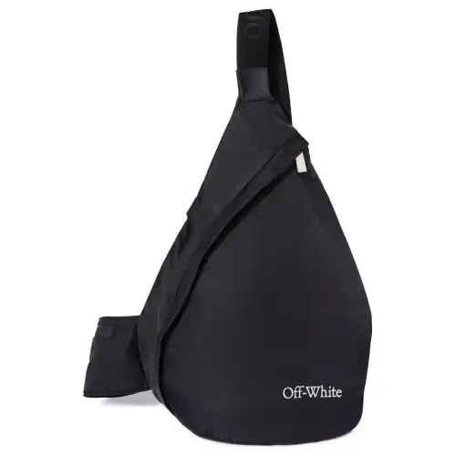 OFF-WHITE Foldable leather shoulder bag with zipper one shoulder, black chest bag, with your logo imprint