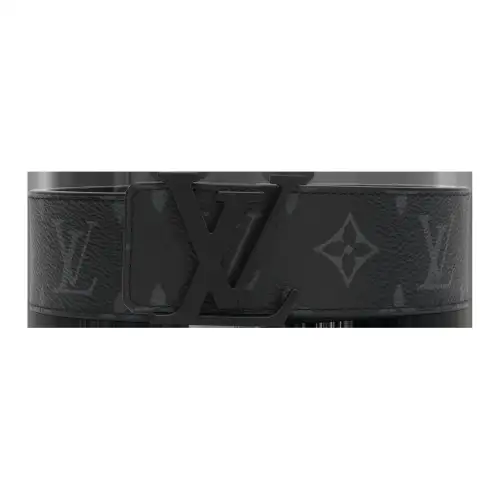 LOUIS VUITTON Initiales Cow Leather Belts Men's Black Width 4cm