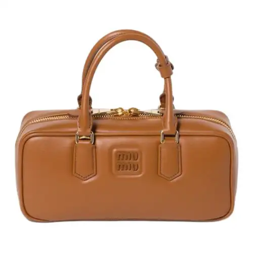 MIU MIU Arcadie Calfskin Handbag Large Women's Cognac